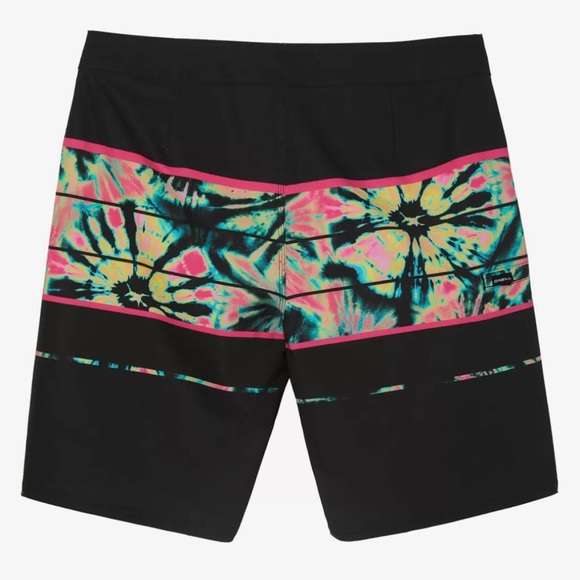 NWT O'Neill "Hyperfreak Hydro Wanderer" Fuschia Tie-Dye 20" Boardshorts Size 28 - Picture 5 of 6